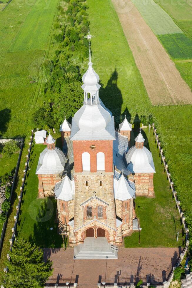 church from above,sukow,kielce,poland photo
