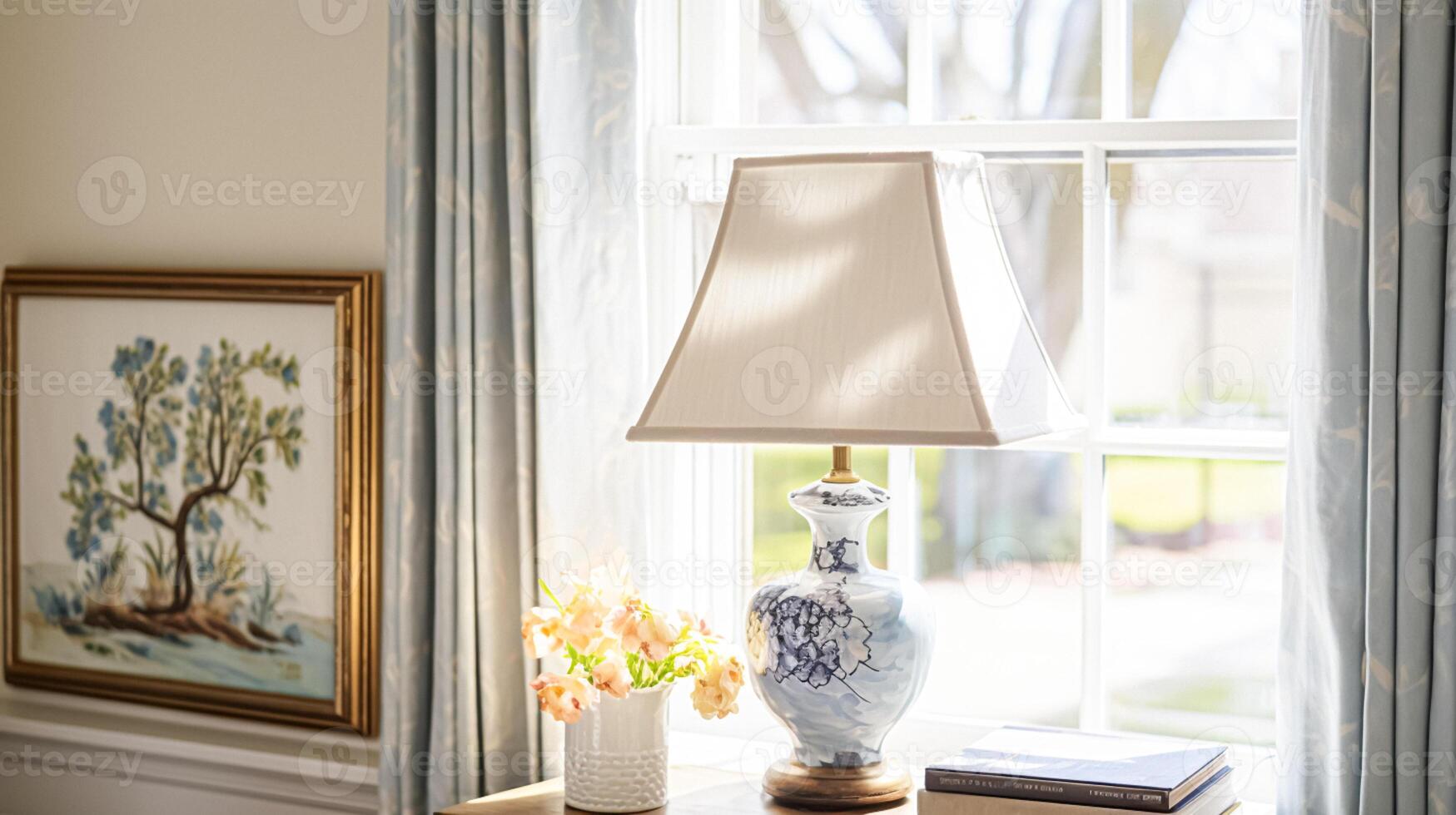 AI generated Artwork in a frame in the English countryside style, art and home decor photo