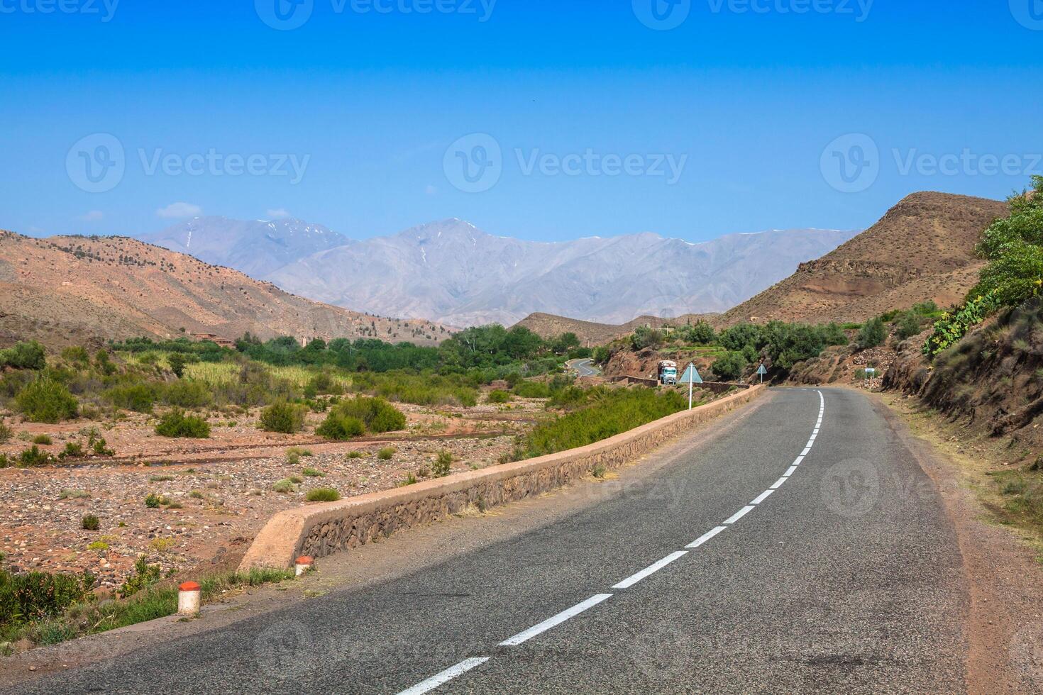 Morocco, High Atlas Mountains, Agricultural land on the fertile foothills near Ansi. photo