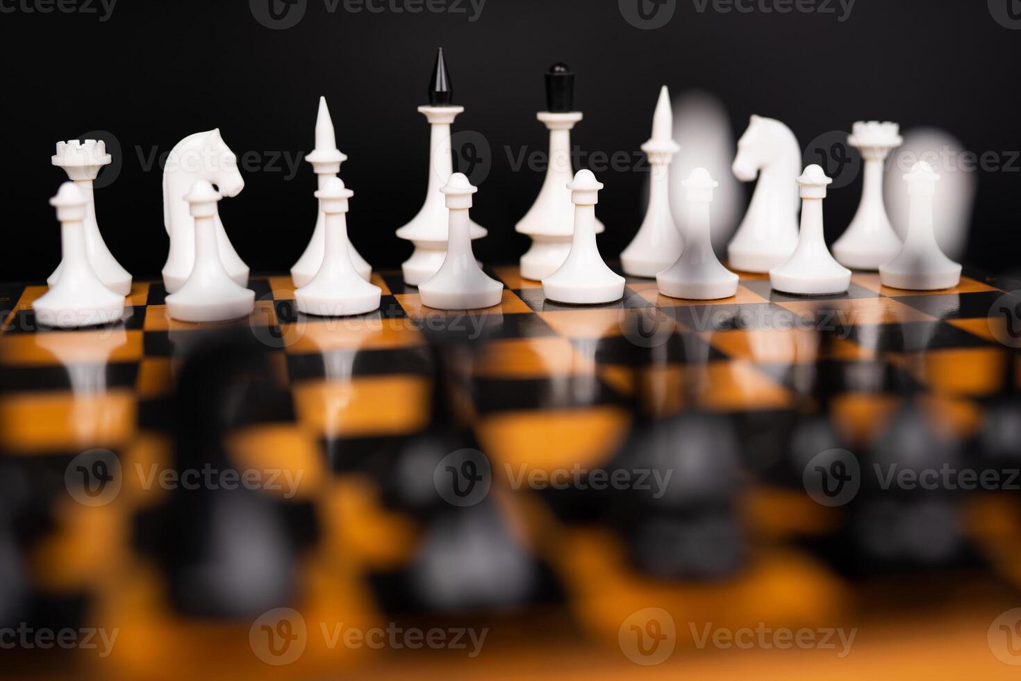 beautiful playing chess on the chessboard before the game photo