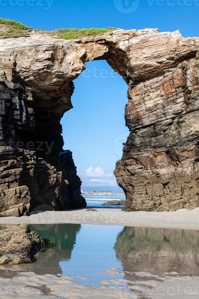 Las Catedrales beach in Galicia, Spain. Paradise beach in Ribadeo, Spain photo