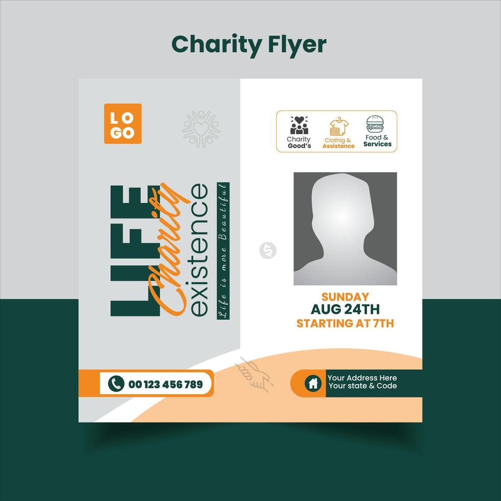 Charity Flyer Square Charity Flyer Design Template vector