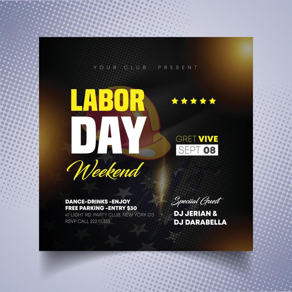 Labor Day Social Media Flyer vector