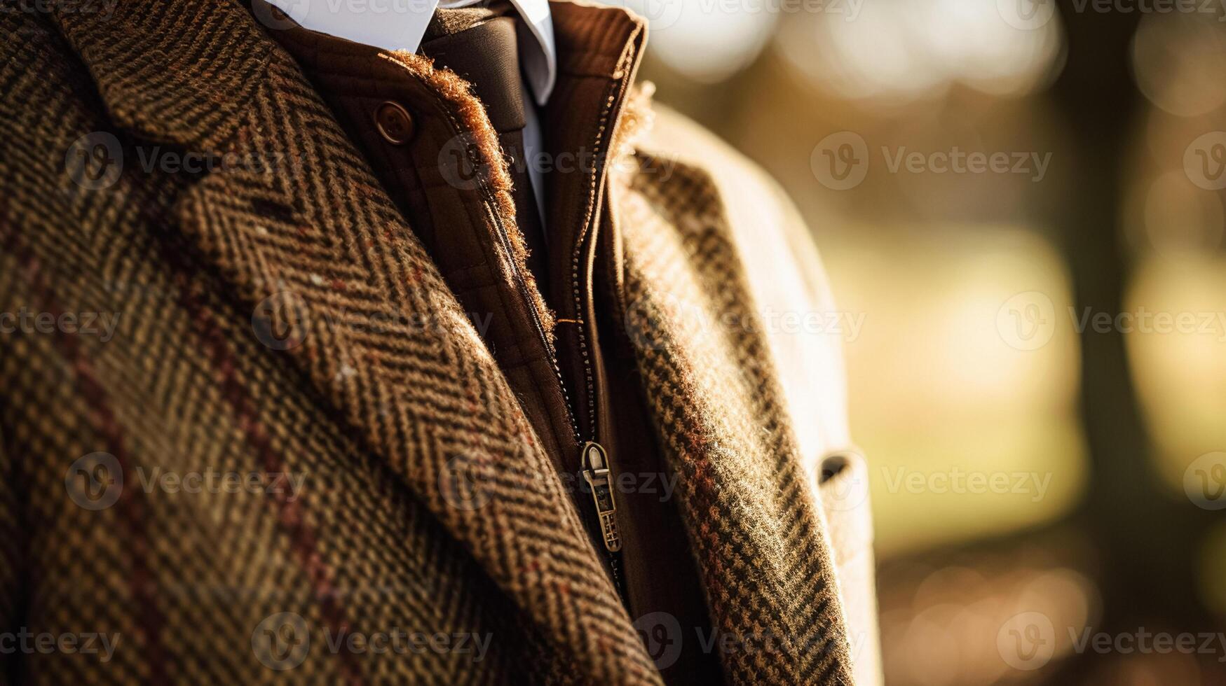 AI generated Menswear autumn winter clothing and tweed accessory collection in the English countryside, man fashion style, classic gentleman look photo