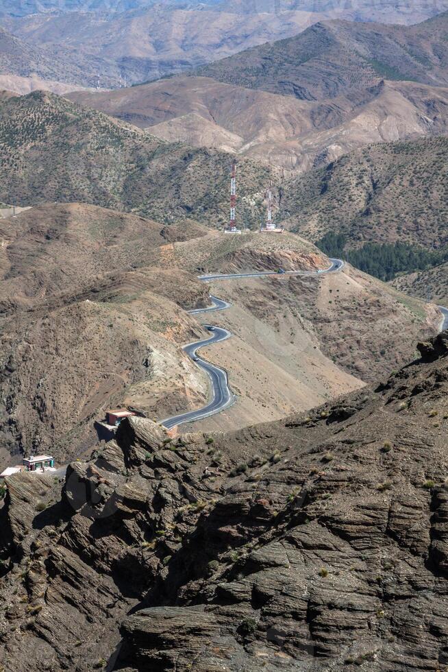 Curly road in the High Atlas mountains in Morocco photo