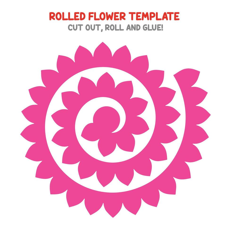 olled paper flower template for cutting machines. Cut files. Spring craft for kids and adults vector