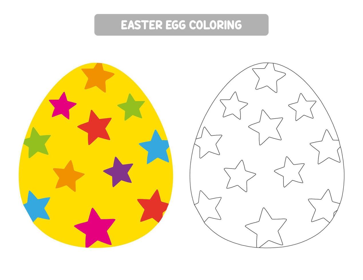 Easter egg coloring page for kids. Easter worksheet for preschool and kindergarten. Educational game vector