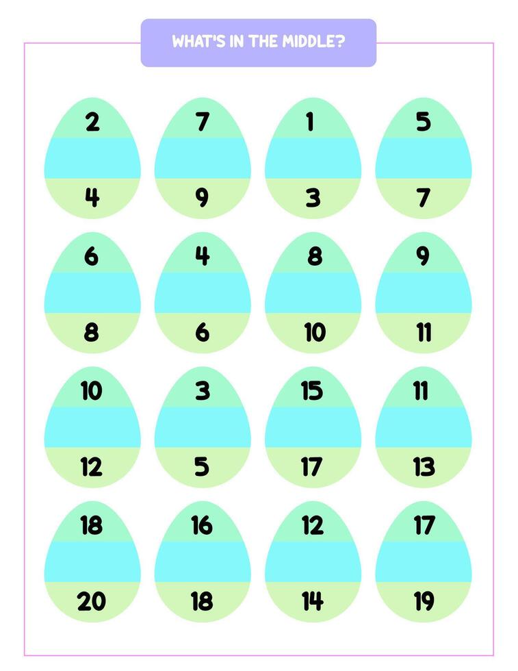 Math worksheet for kids with Easter eggs. Numbers for preschool and kindergarten. Educational game vector