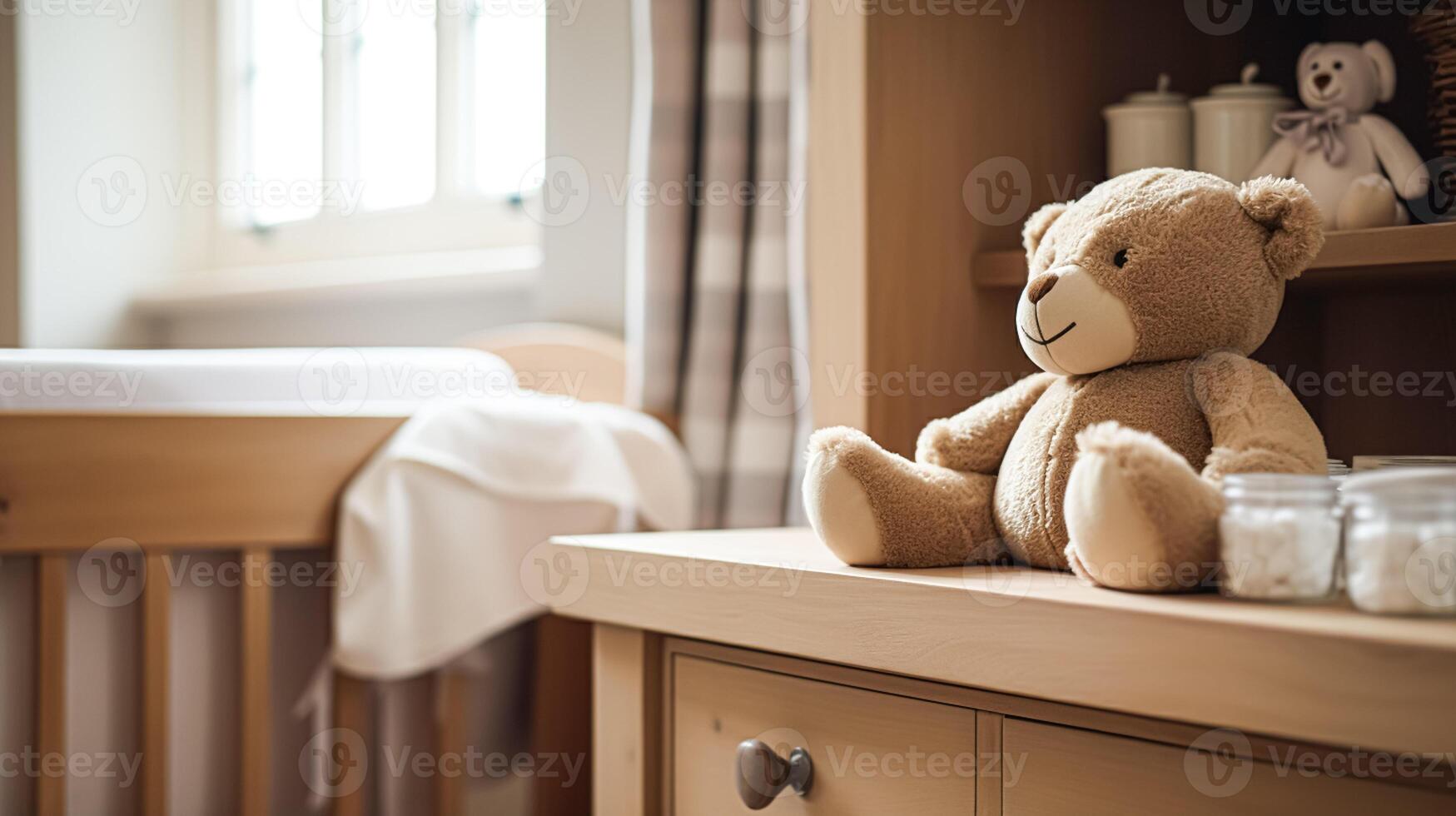 AI generated Baby room decor and interior design inspiration in the English countryside style cottage photo