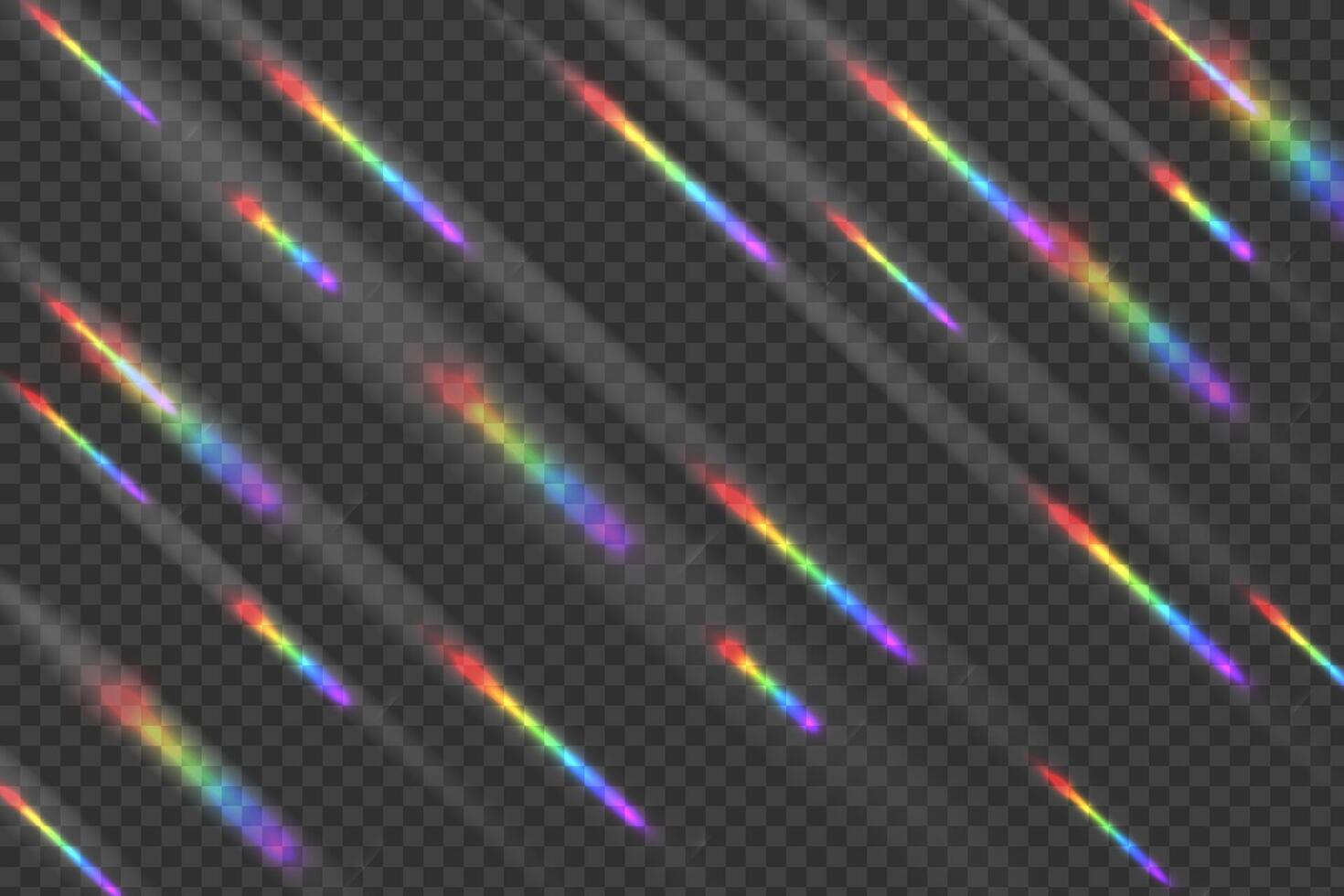 Rainbow prism rainbow light. Sun rays overlay effect. vector