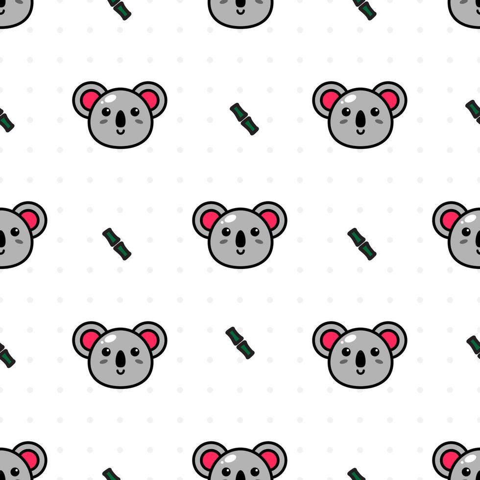 Seamless Pattern with Cartoon Koala Design on white Background vector
