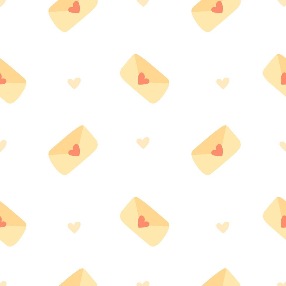 Seamless pattern with love letters and hearts. Vector design