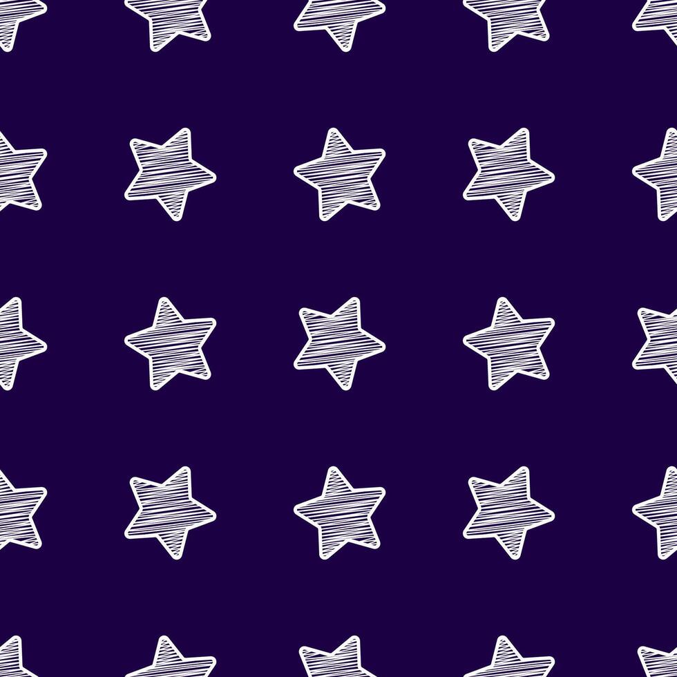 blanco estrellas en oscuro azul fondo, sin costura textura para regalo envase, resumen infantil estrellado vector gráfico modelo. Arte y ilustración