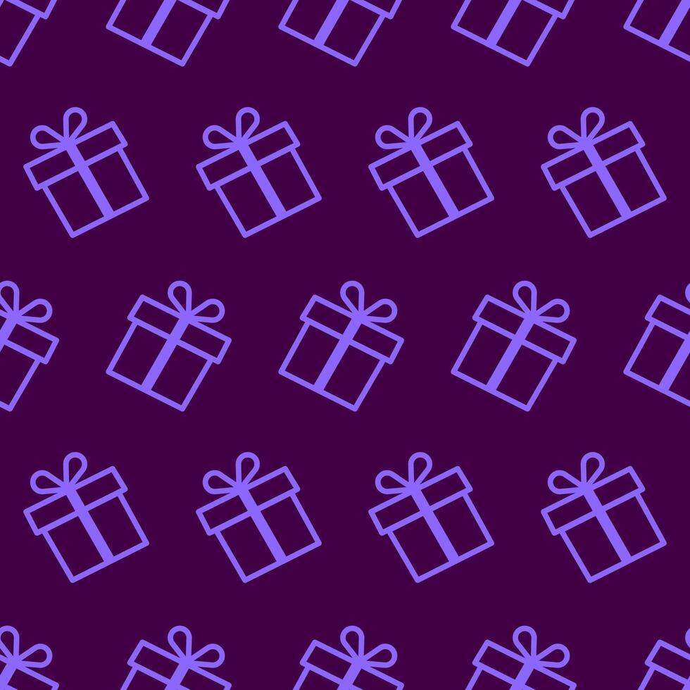 Gift box seamless pattern with icons vector