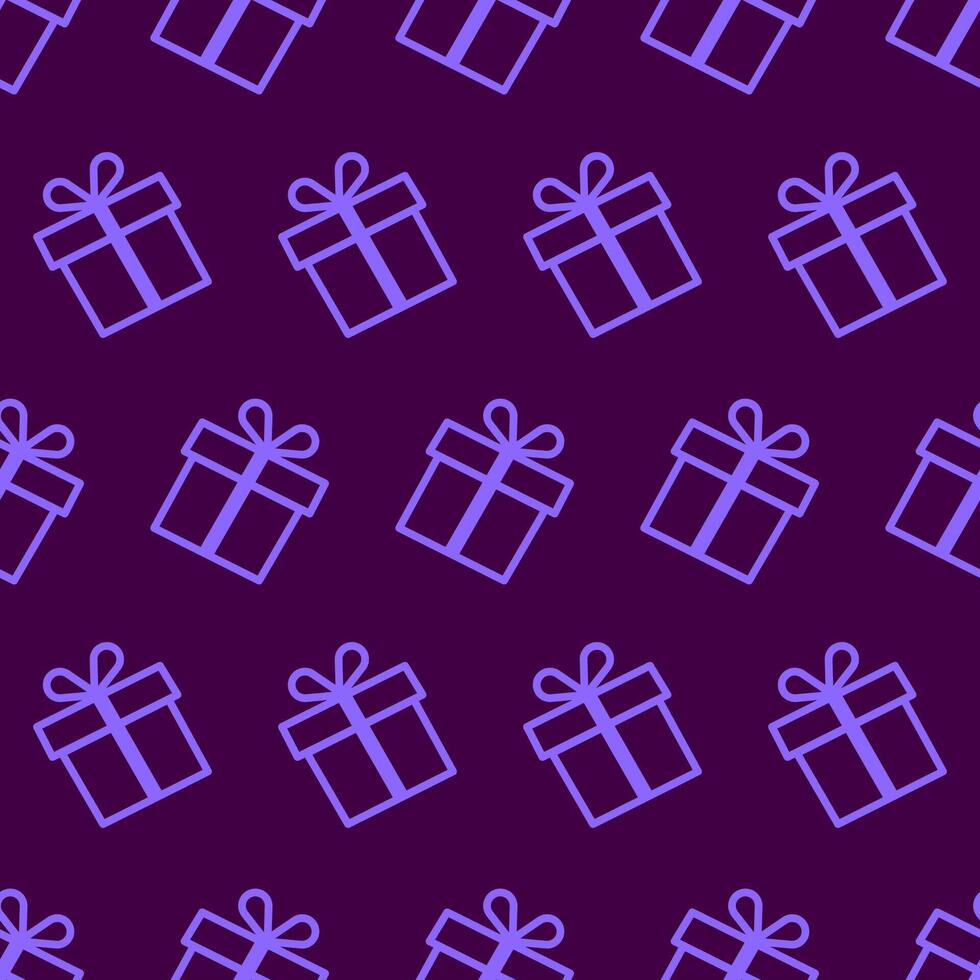 Gift box seamless pattern with icons vector