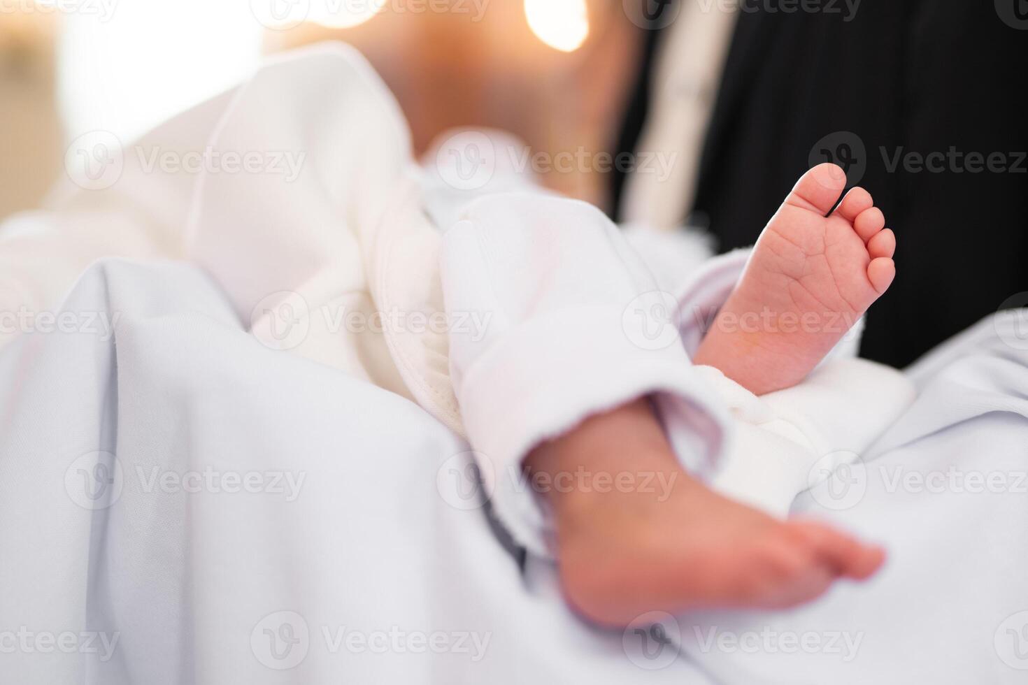 close-up of the face of a small baby sleeping photo