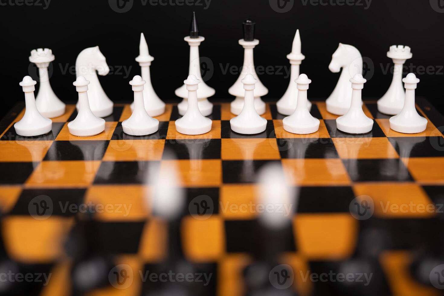 beautiful playing chess on the chessboard before the game photo