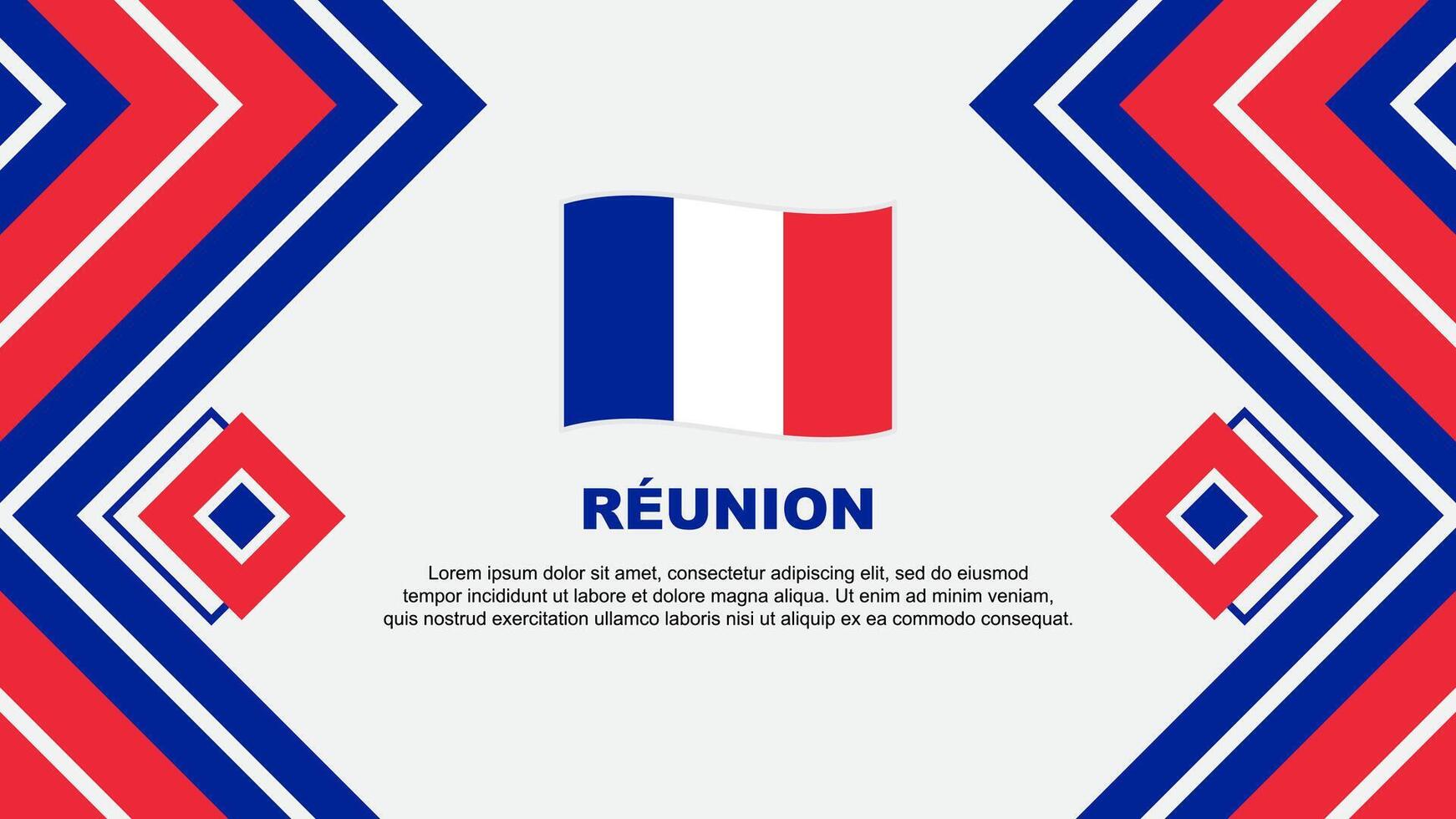 Reunion Flag Abstract Background Design Template. Reunion Independence Day Banner Wallpaper Vector Illustration. Reunion Design