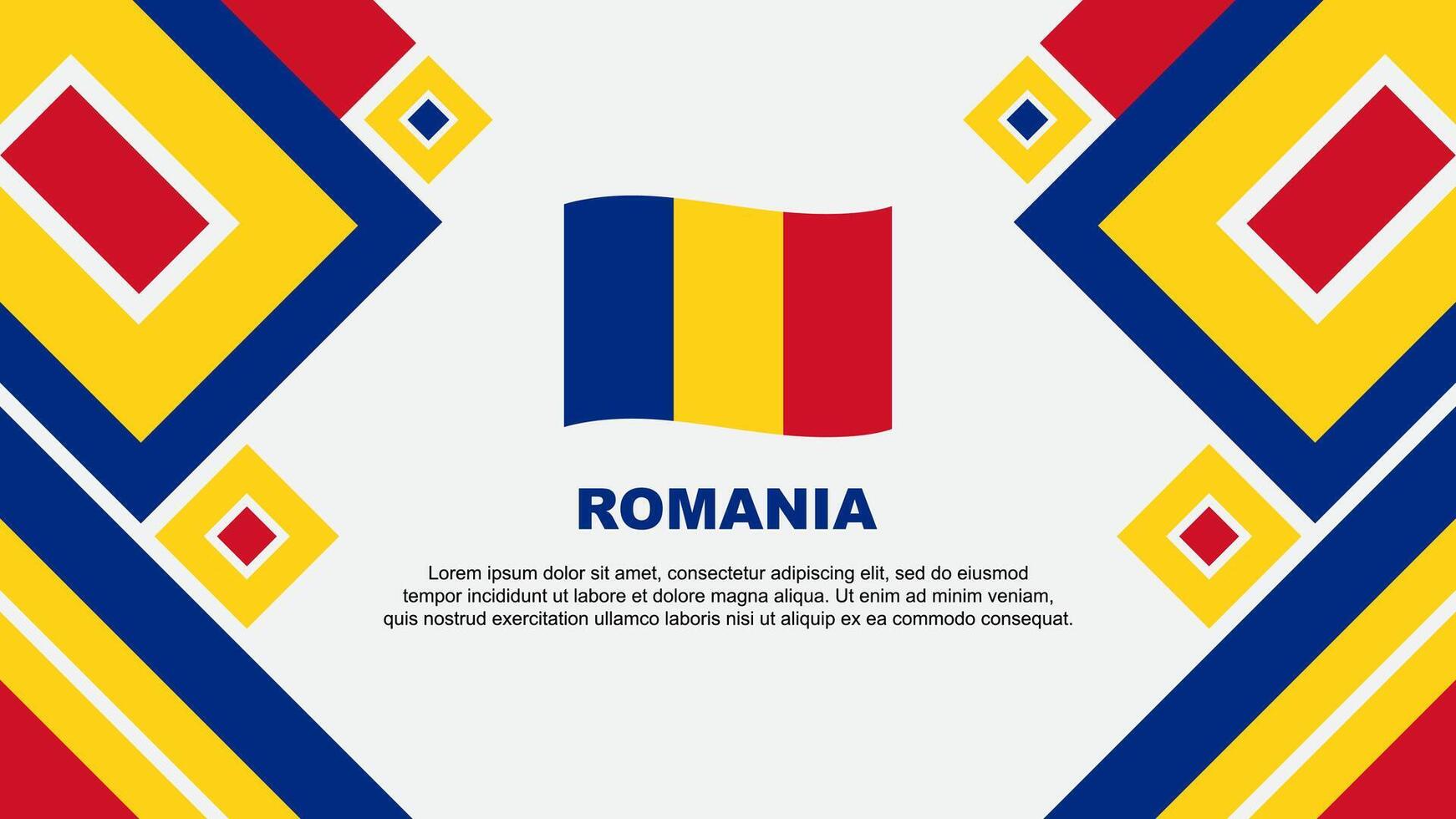 Romania Flag Abstract Background Design Template. Romania Independence Day Banner Wallpaper Vector Illustration. Romania Cartoon