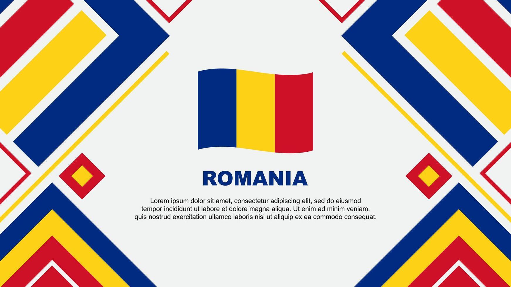 Romania Flag Abstract Background Design Template. Romania Independence Day Banner Wallpaper Vector Illustration. Romania Flag