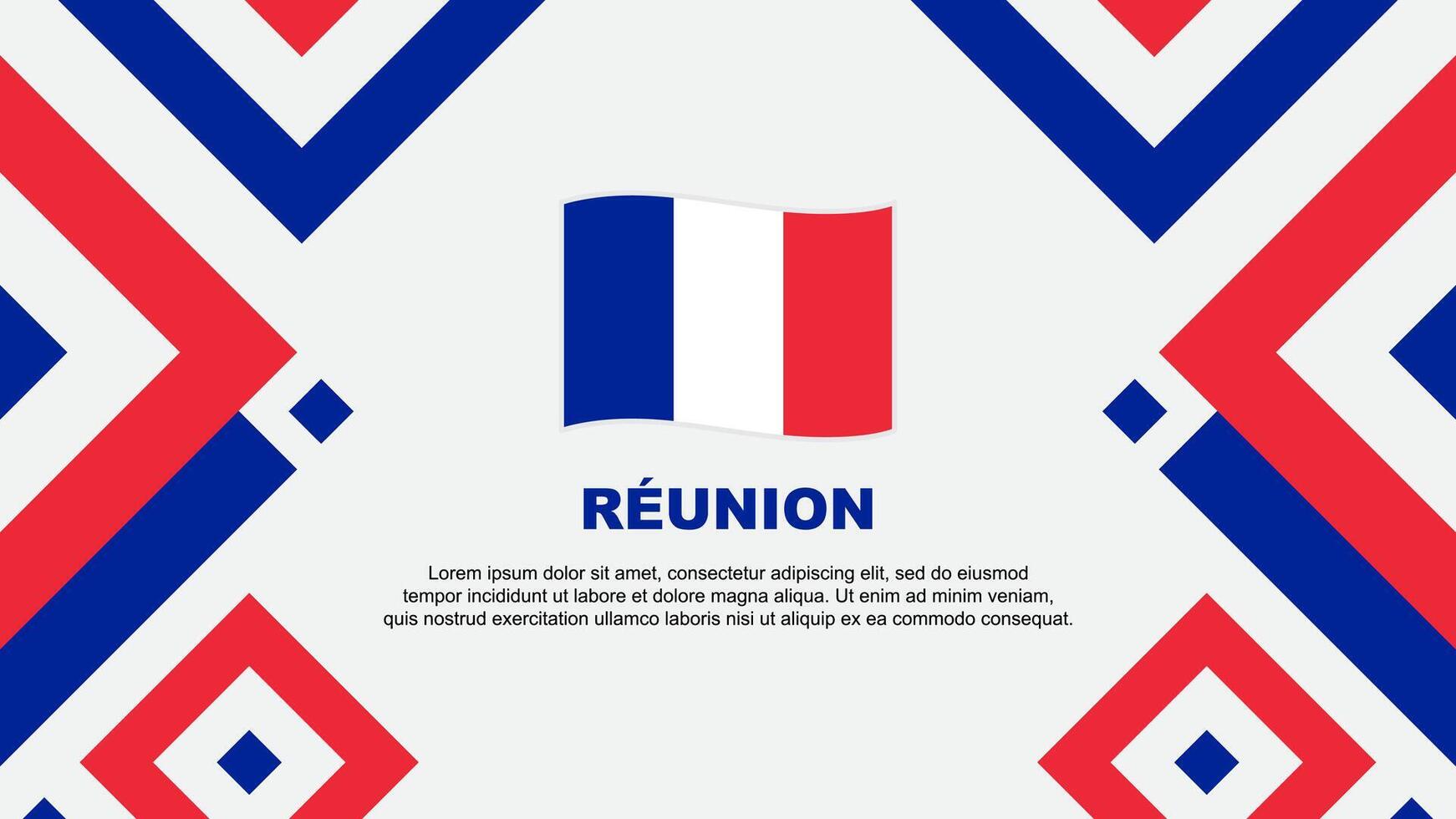 Reunion Flag Abstract Background Design Template. Reunion Independence Day Banner Wallpaper Vector Illustration. Reunion Template
