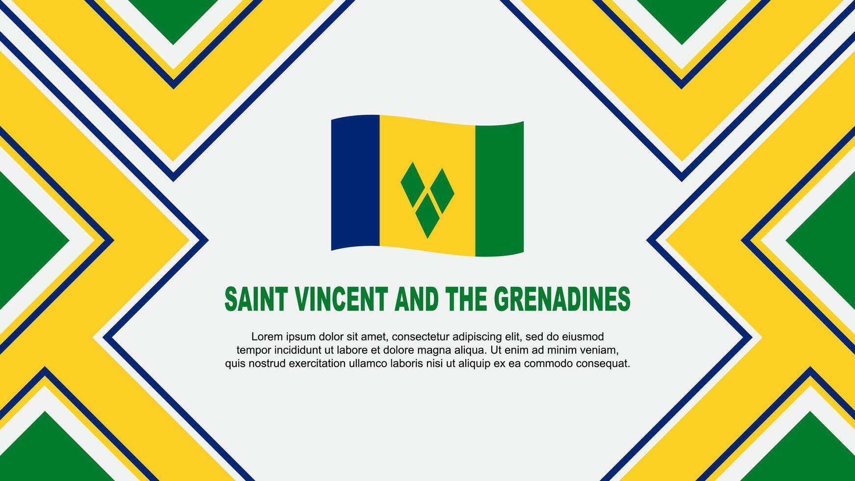 Saint Vincent And The Grenadines Flag Abstract Background Design Template. Saint Vincent And The Grenadines Independence Day Banner Wallpaper Vector Illustration. Vector