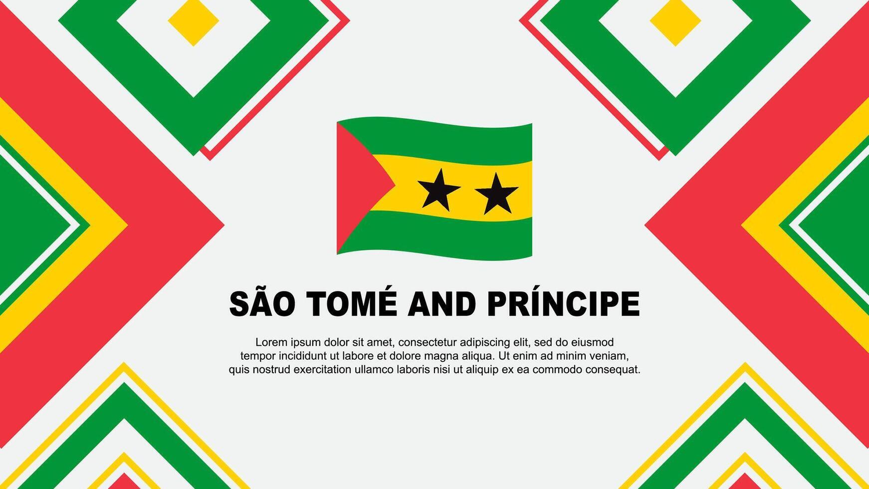 Sao Tome And Principe Flag Abstract Background Design Template. Sao Tome And Principe Independence Day Banner Wallpaper Vector Illustration. Independence Day