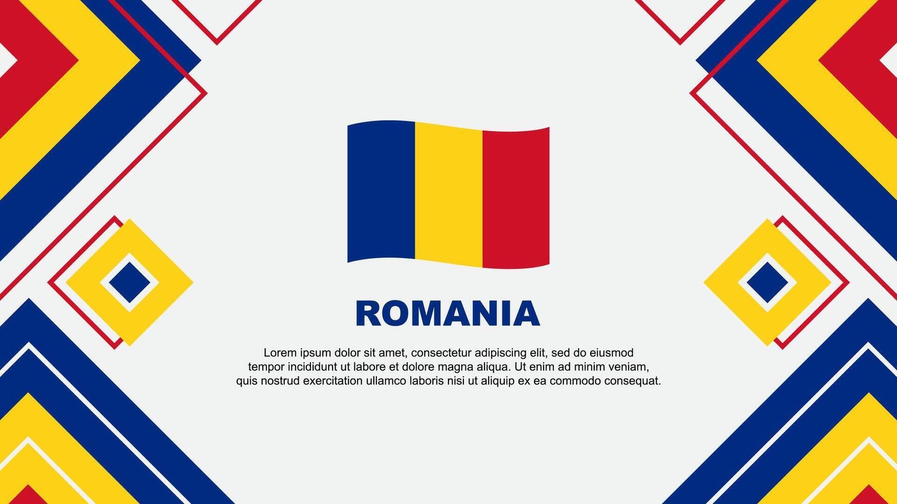 Romania Flag Abstract Background Design Template. Romania Independence Day Banner Wallpaper Vector Illustration. Romania Background