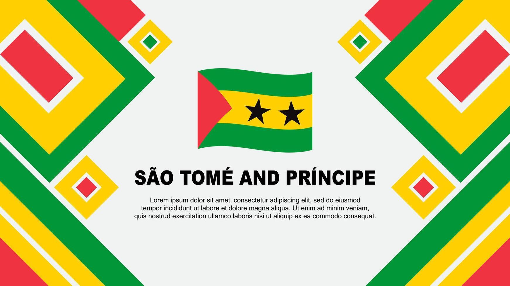 Sao Tome And Principe Flag Abstract Background Design Template. Sao Tome And Principe Independence Day Banner Wallpaper Vector Illustration. Cartoon