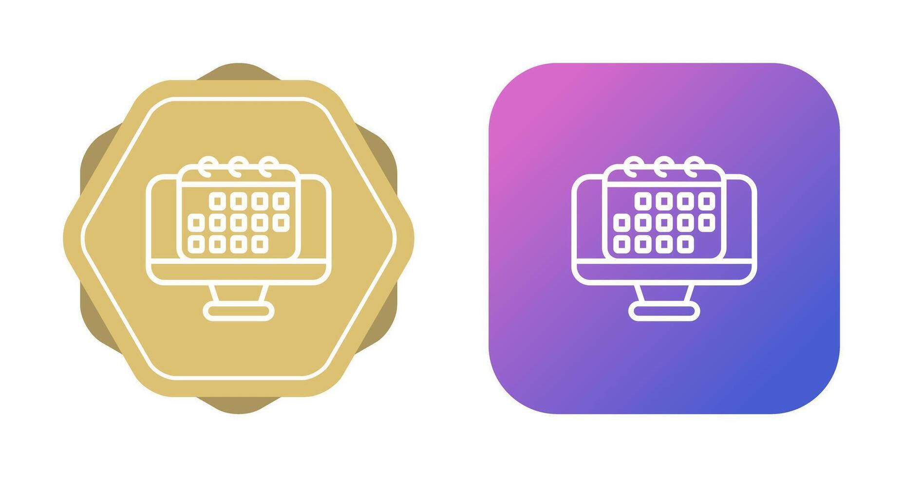 escritorio computadora con cale vector icono