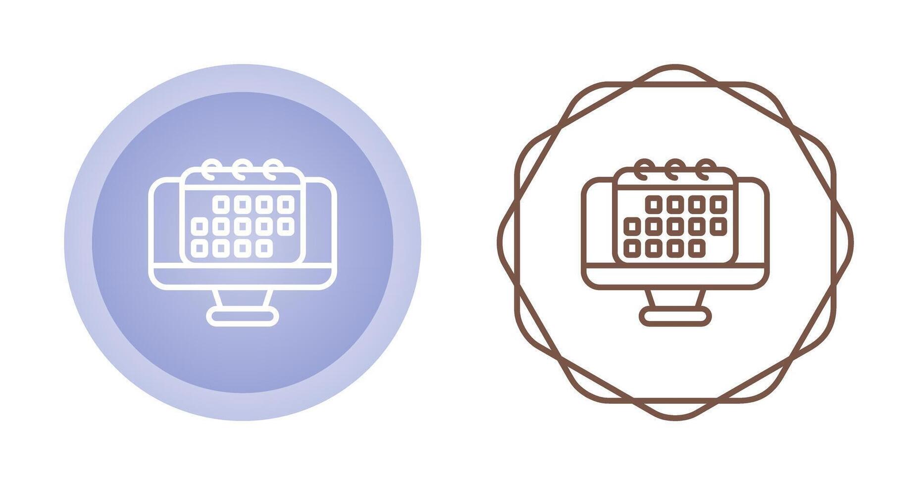 escritorio computadora con cale vector icono