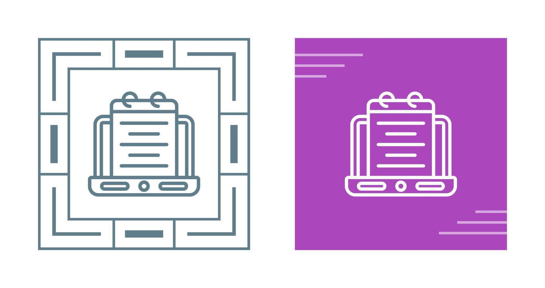 Laptop with notepad Vector Icon