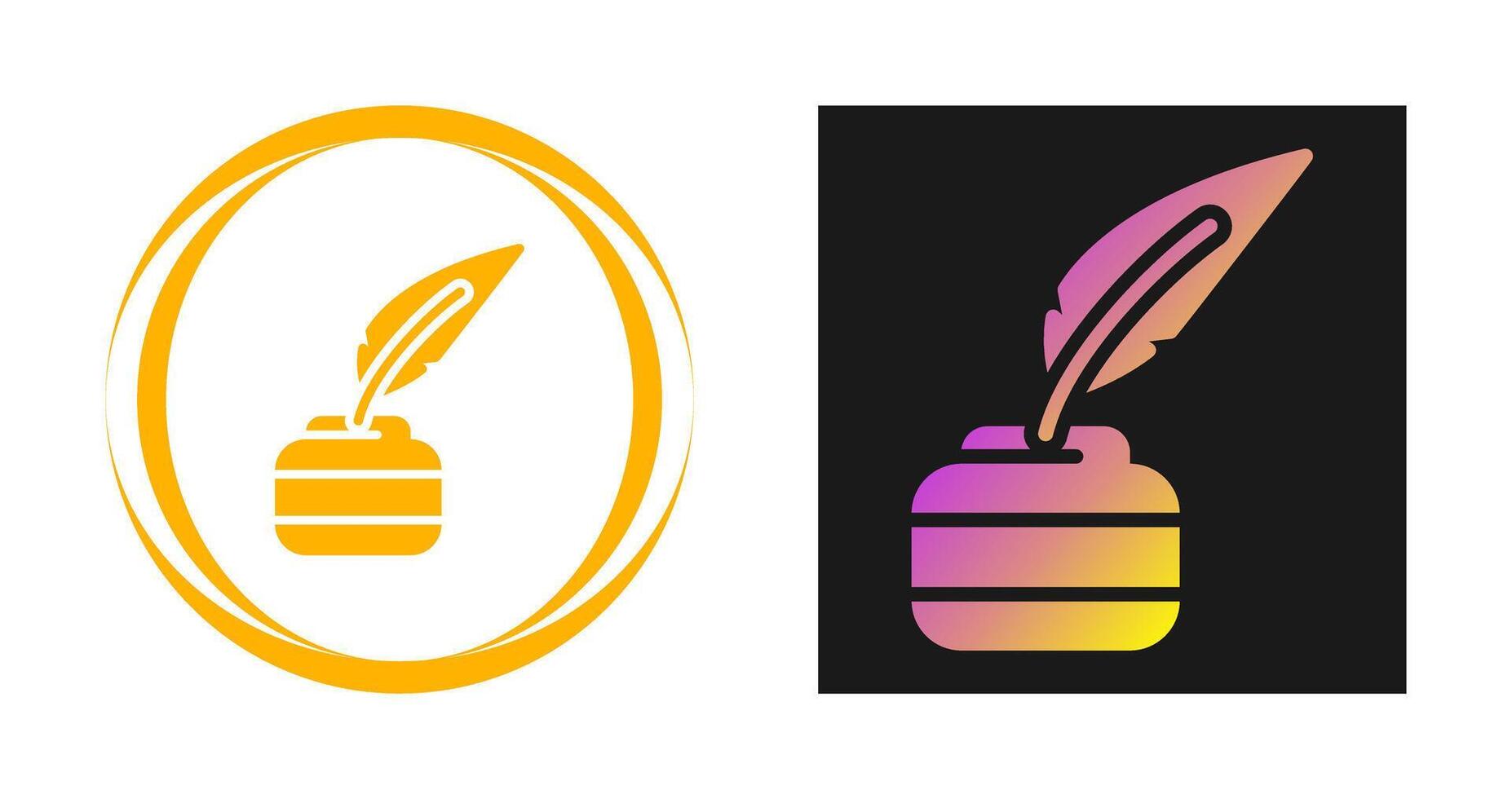 Quill pen with inkwell Vector Icon