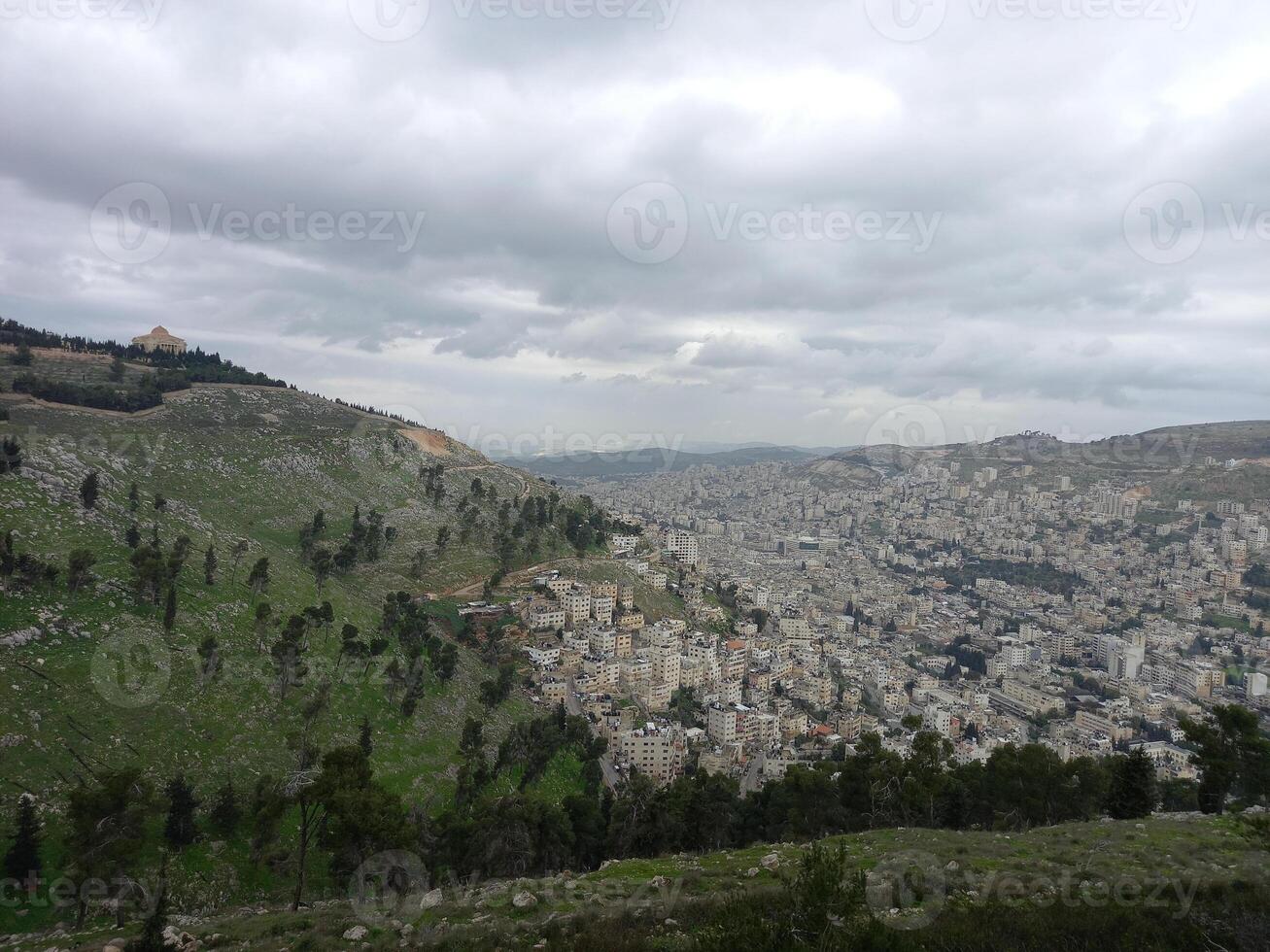 View of the city of Nablus Israel photo