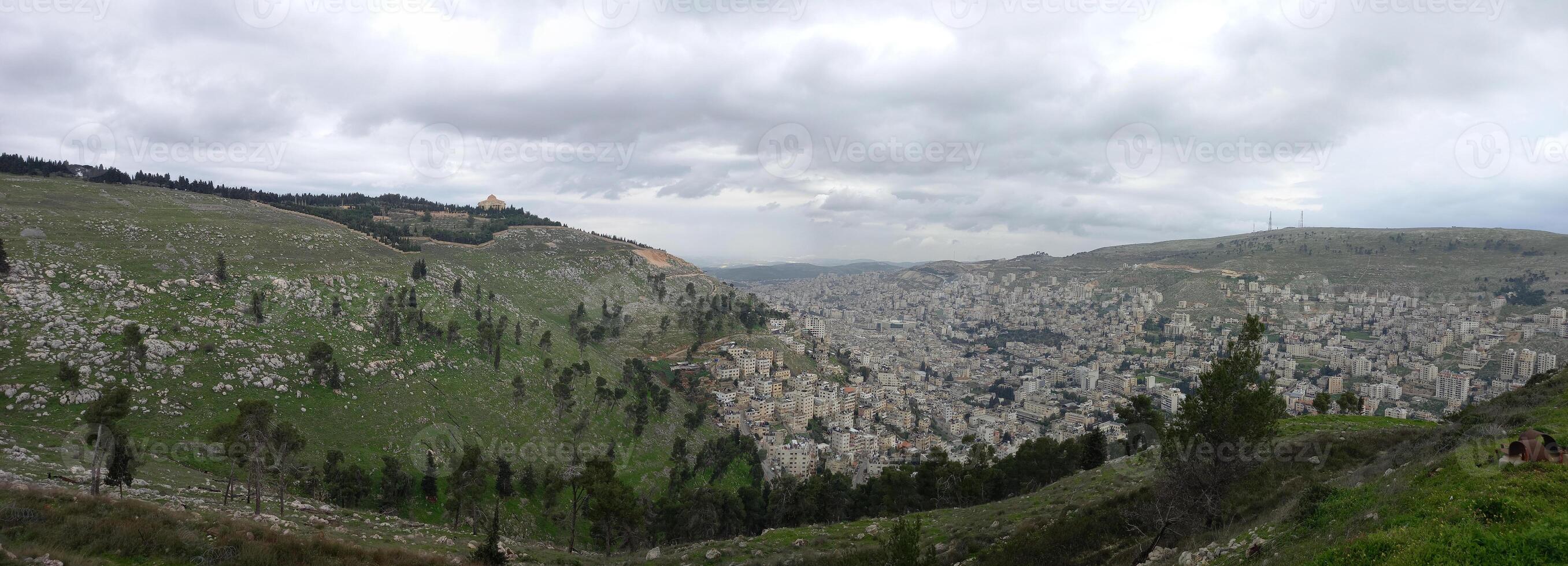 View of the city of Nablus Israel photo