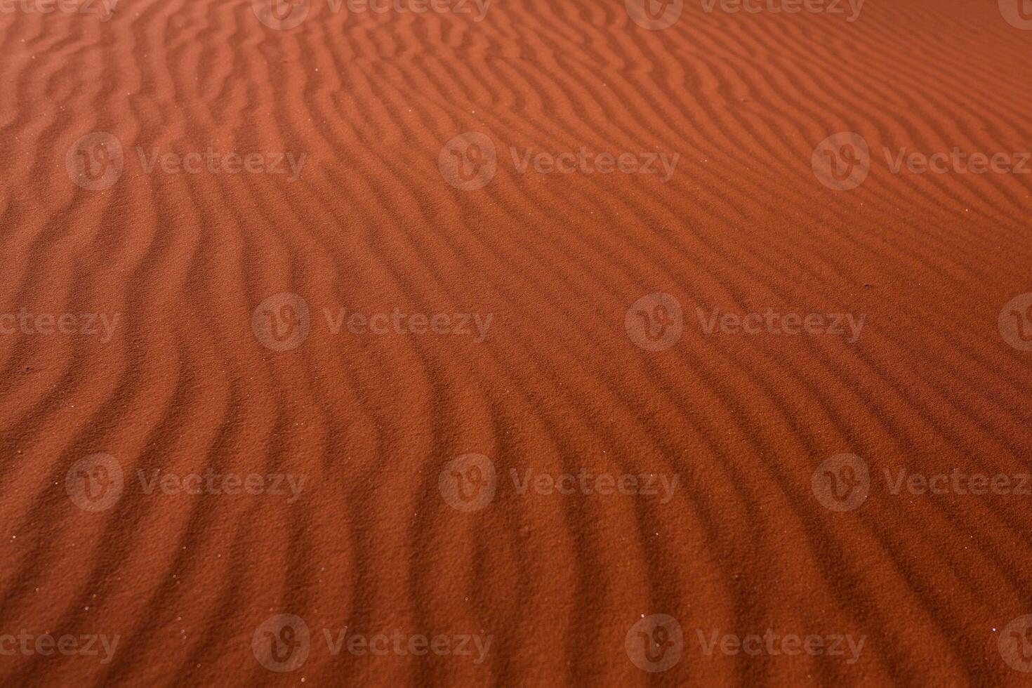 Wadi Rum Desert in Jordan. On the Sunset. Panorama of beautiful sand pattern on the dune. Desert landscape in Jordan. photo