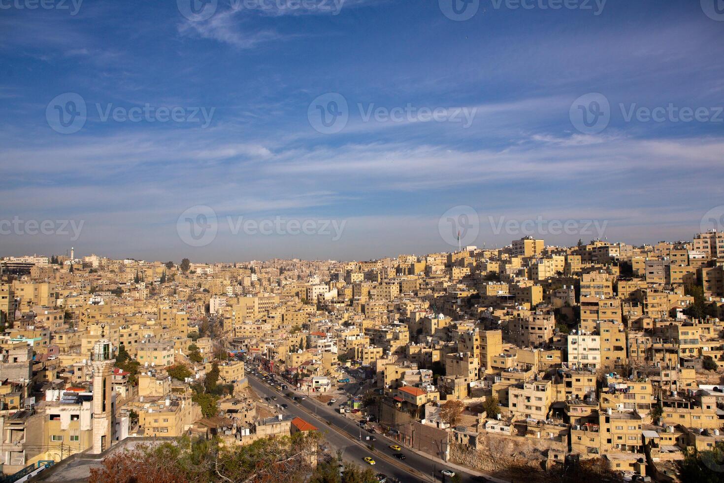 Aerial view of Amman city the capital of Jordan. City scape of Amman. photo