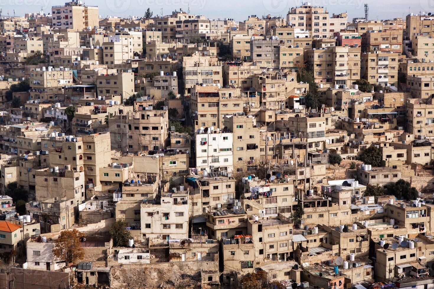 Aerial view of Amman city the capital of Jordan. City scape of Amman. photo