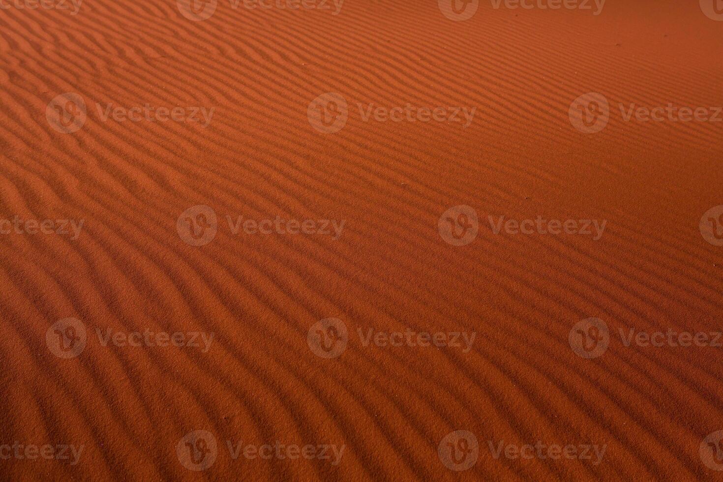 Wadi Rum Desert in Jordan. On the Sunset. Panorama of beautiful sand pattern on the dune. Desert landscape in Jordan. photo