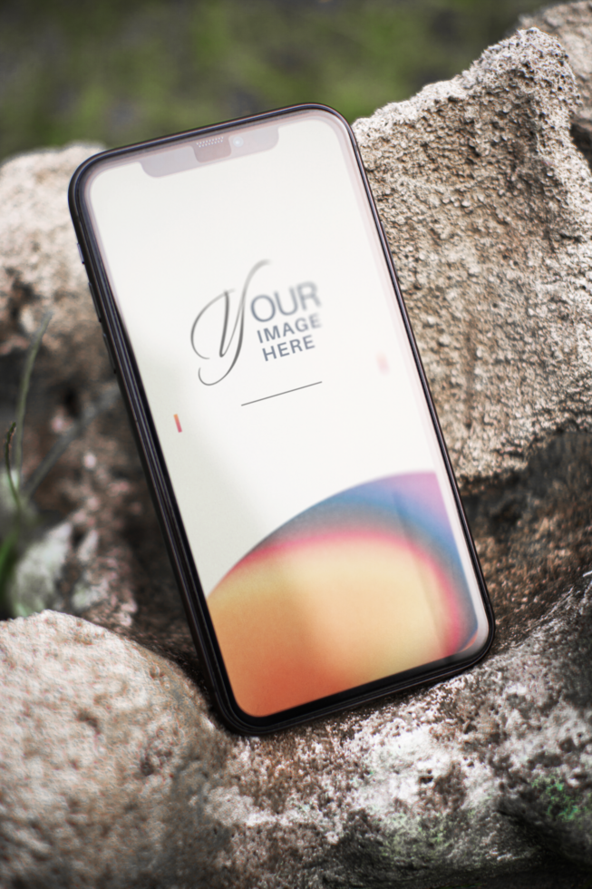 Outdoor smartphone with display screen editable mockup psd