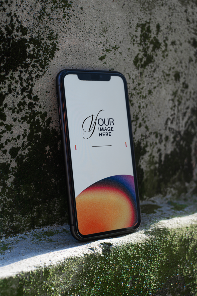 Outdoor smartphone with display screen editable mockup psd