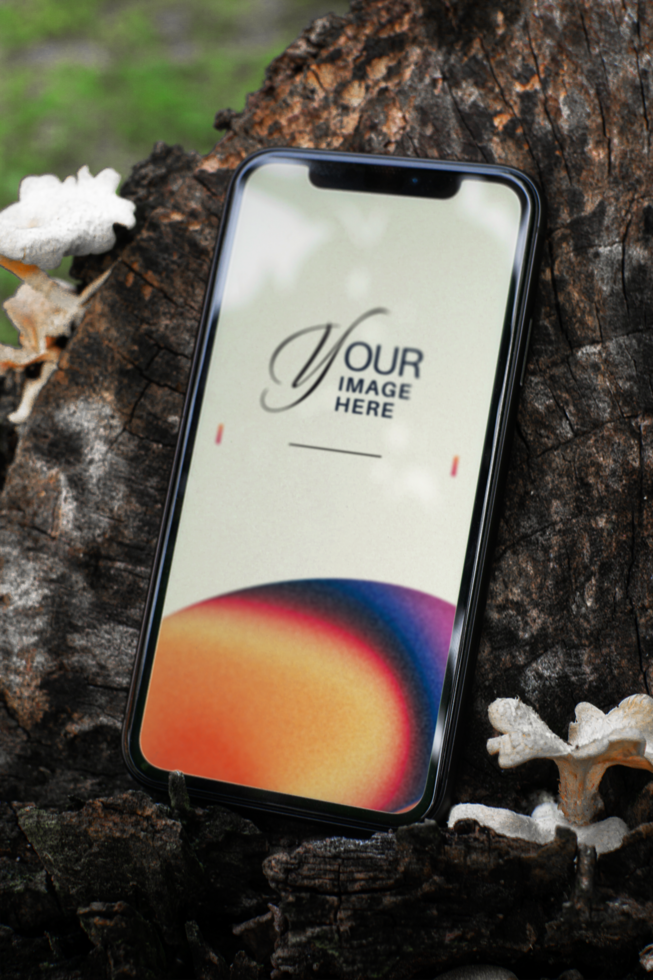 Outdoor smartphone with display screen editable mockup psd