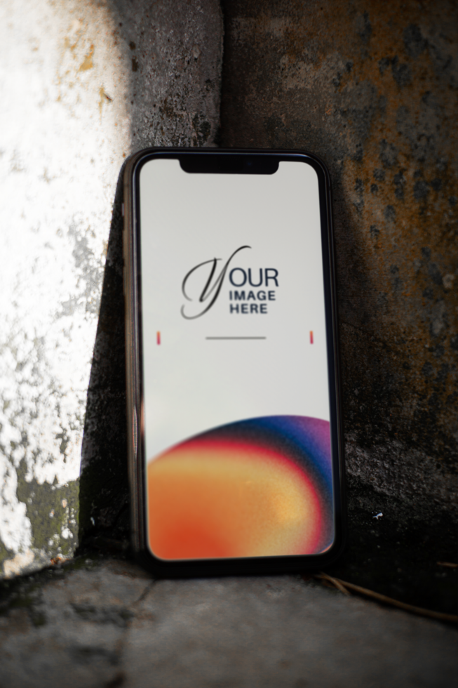 Outdoor smartphone with display screen editable mockup psd