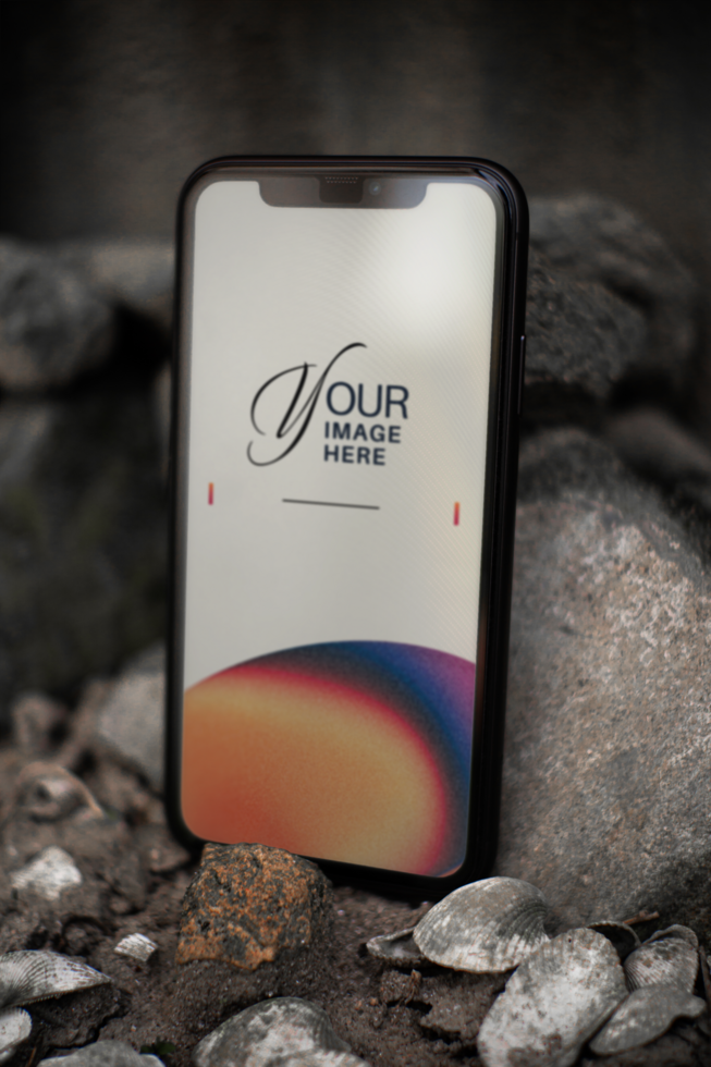 Outdoor smartphone with display screen editable mockup psd