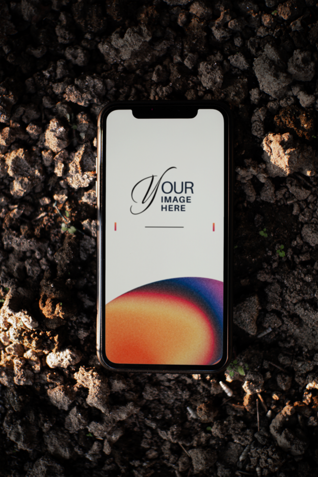 Outdoor smartphone with display screen editable mockup psd