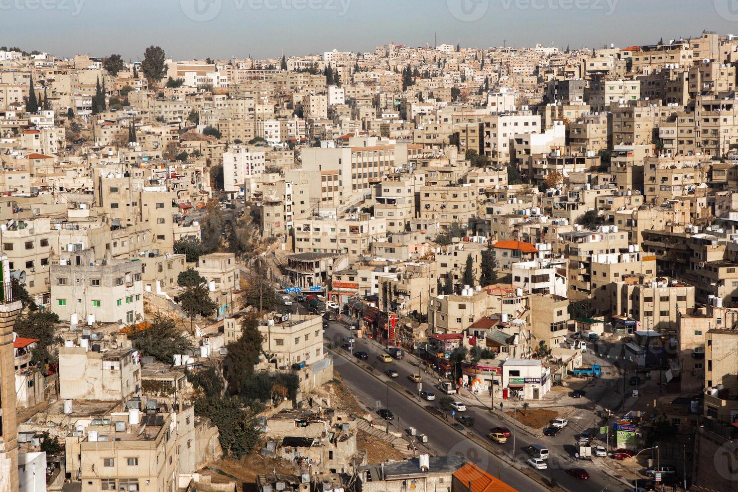 Aerial view of Amman city the capital of Jordan. City scape of Amman. photo