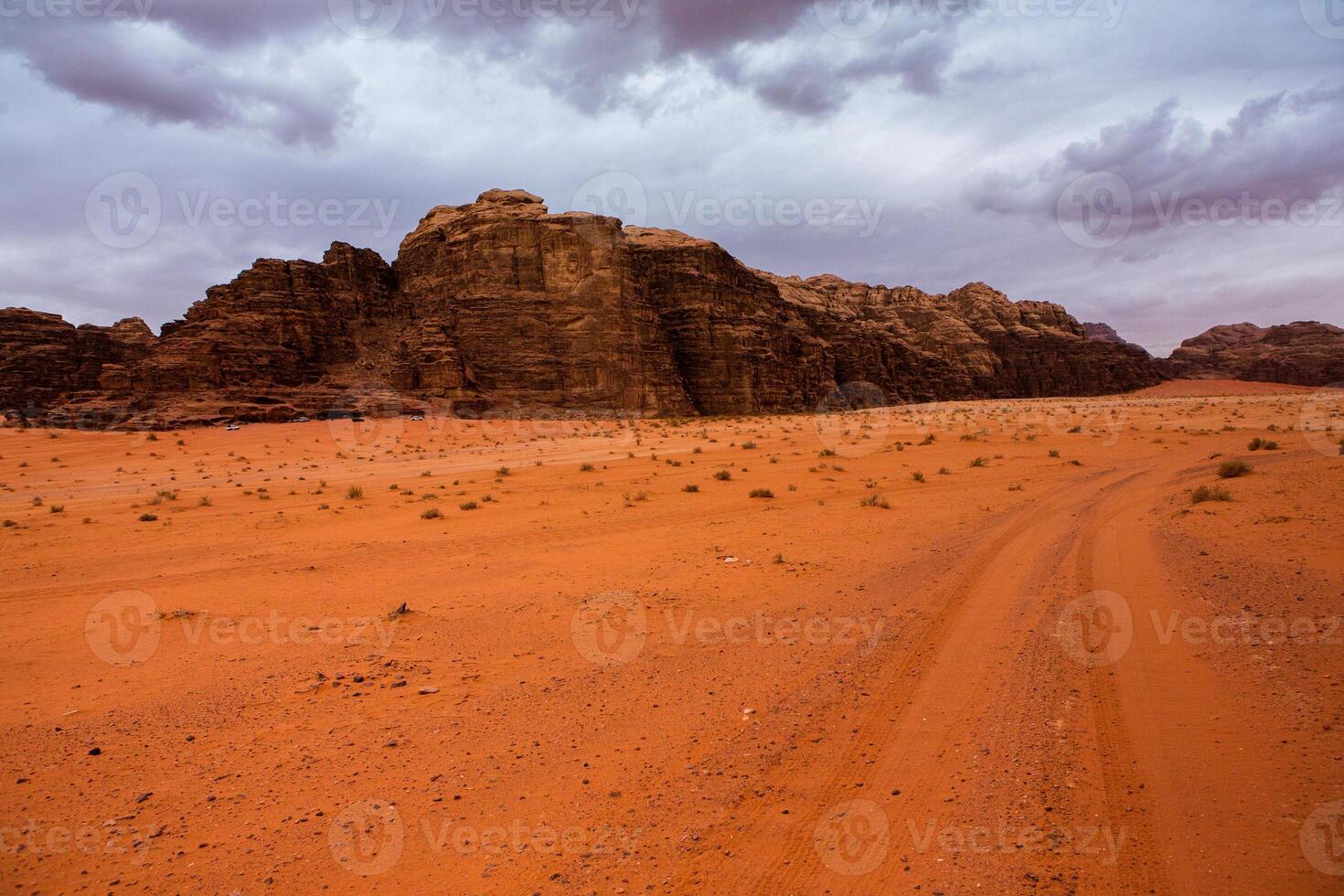 cauce Ron Desierto en Jordán. en el puesta de sol. panorama de hermosa arena modelo en el duna. Desierto paisaje en Jordán. foto