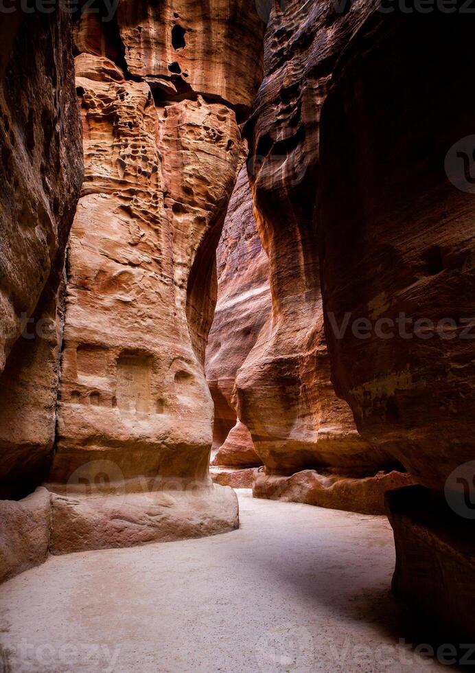Beauty of rocks and ancient architecture in Petra, Jordan. Ancient temple in Petra, Jordan. photo