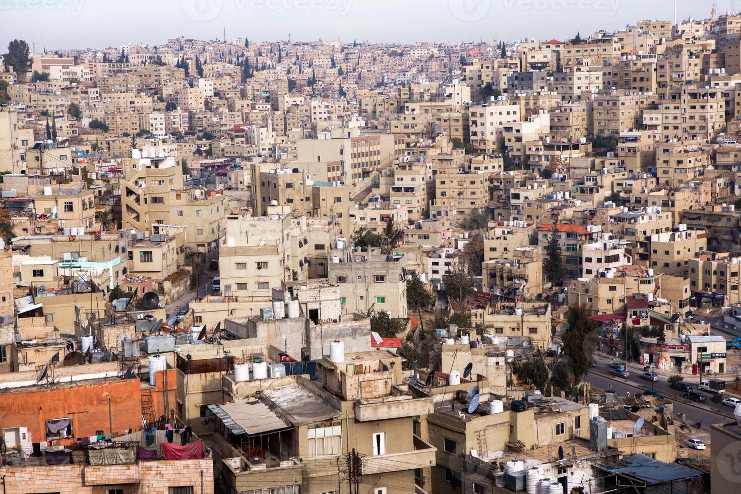 Aerial view of Amman city the capital of Jordan. City scape of Amman. photo