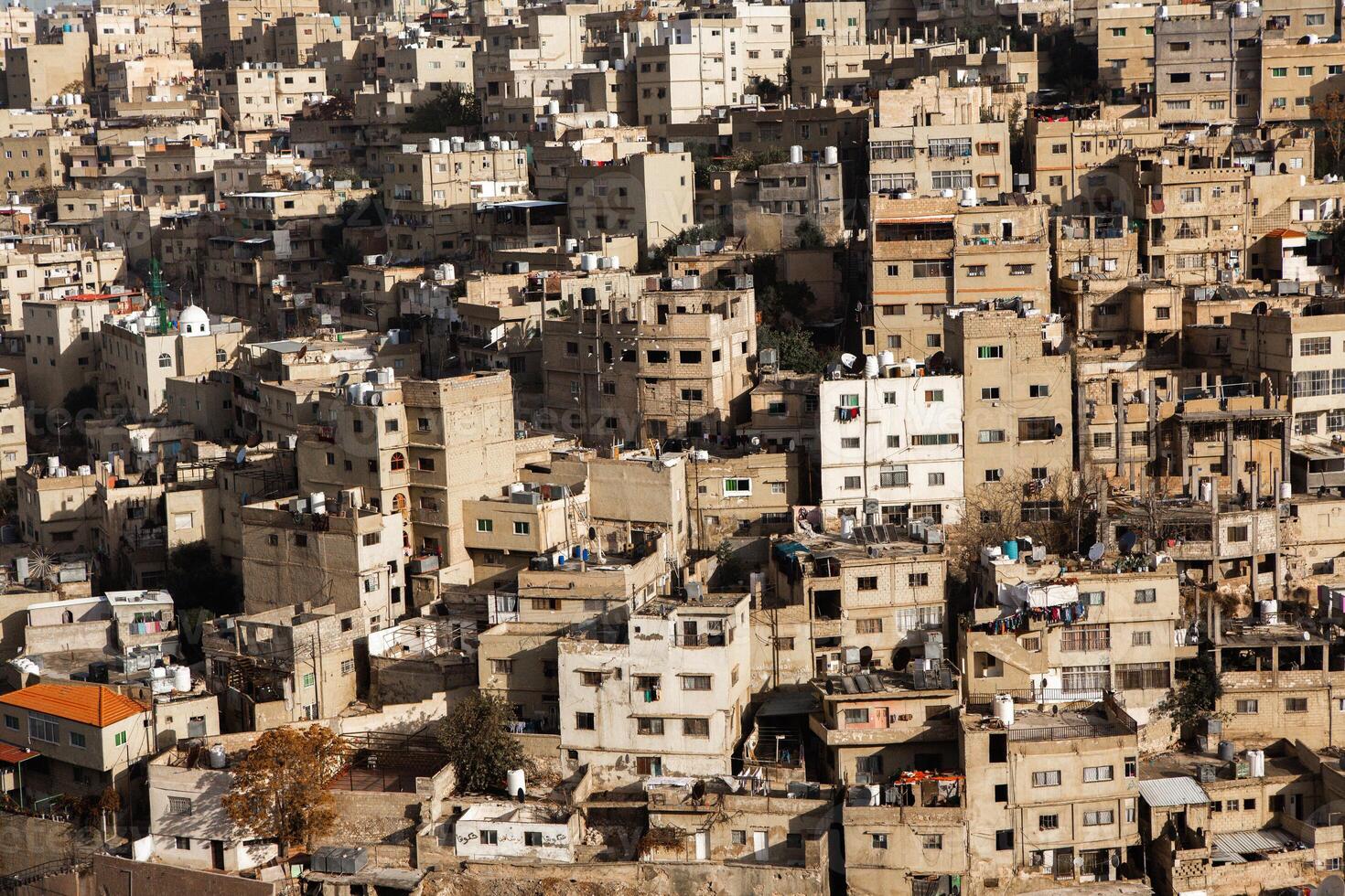Aerial view of Amman city the capital of Jordan. City scape of Amman. photo